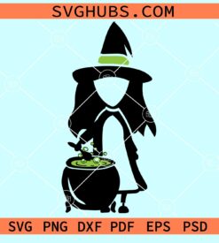 Halloween witch with Bubbling Cauldron Pot Soup svg