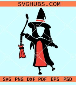 Halloween witch with broom svg