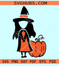 Halloween witch with pumpkin svg