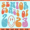 Senior class of 2023 wavy letters lightning bolt smiley face svg