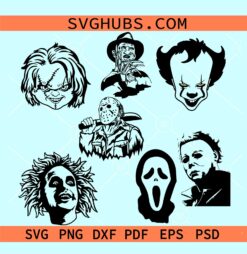 Horror Movie Characters Svg Bundle, Halloween characters svg, Halloween svg bundle