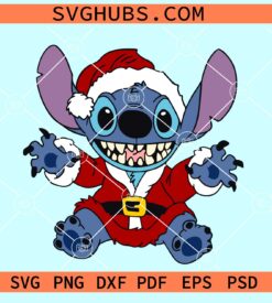 Stitch with Santa hat SVG, Stitch svg, Stitch Santa svg, Lilo and stitch svg, Disney Christmas svg