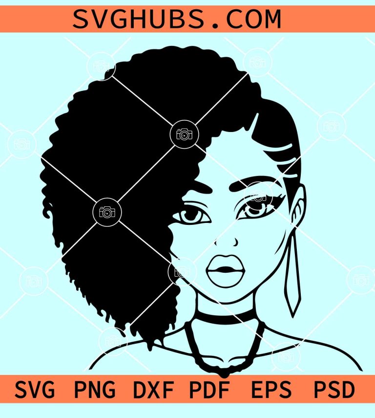 African American lady SVG, black lady svg, Afro hair svg, Afro puff svg