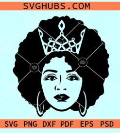 Black woman with crown SVG, Afro woman with crown svg, Afro diva svg