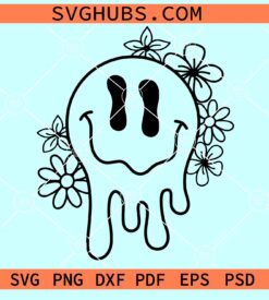 Drippy Smiley SVG, Melted Smiley SVG, Smiley Face Drip svg, Smiley face svg