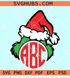 Grinch Monogram SVG, Grinch SVG, Grinch Christmas SVG, Grinch Face svg