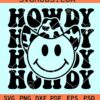 Howdy Cowboy smiley SVG, cow print ha smiley svg, cowboy smiley svg