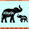 Mama and Mini elephant SVG, elephant outline svg, mom baby shower svg