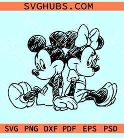 Mickey and Minnie Sketch SVG, Disney Mickey mouse Svg