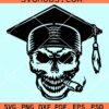 Skeleton with graduation cap SVG, Skull In A Graduate Cap Svg, Skeleton Svg