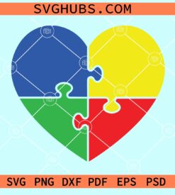 Autism Puzzle Heart Svg, Austim Awareness svg, Autism Mom Svg,  Autism svg