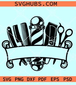 Barber shop Logo SVG, barber shop name frame svg, Barber tools svg