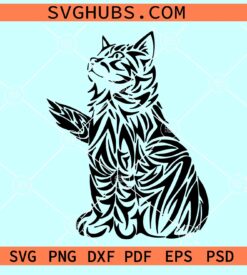 Cute Cat Mandala SVG, cat lover svg, cute cat svg