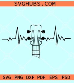 Guitar heartbeat svg, Guitar EKG svg, bass guitar heartbeat svg