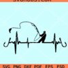 Heartbeat Fishing Car Styling SVG, Fishing heartbeat SVg, fishing car décor