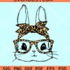 Leopard Bunny svg, Easter bunny with leopard print bandana svg, Easter bunny with leopard print sunglasses svg