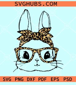 Leopard Bunny svg, Easter bunny with leopard print bandana svg, Easter bunny with leopard print sunglasses svg