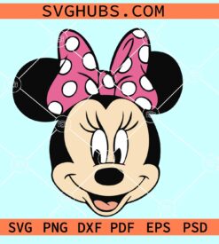 Minnie Mouse with bow SVG, Minnie Mouse polka dot bow svg, Disney Minnie Svg