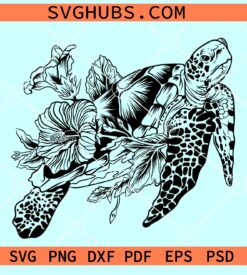 Turtle With Flowers SVG, floral turtle shell svg, turtle mandala svg