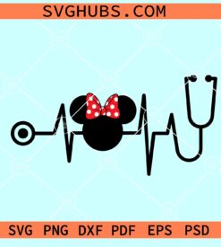 Minnie Mouse stethoscope SVG, Minnie Mouse Nurse Heartbeat Svg, Disney Nurse SVG