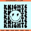 Knights Retro smiley svg, Knight Mascot svg, Knights wavy stacked svg