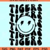 Tigers retro Smiley svg, Tigers Mascot svg, Tigers school spirit SVG