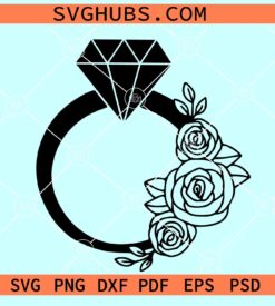 Floral wedding ring SVG, wedding ring svg, wedding ring with flowers svg