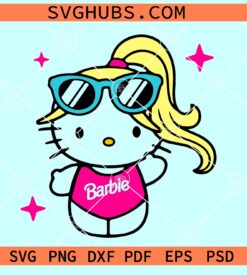 Hello Kitty Barbie SVG, Barbie doll Kitty SVG, Barbie movie SVG