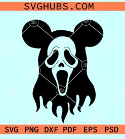 Mickey head ghost face SVG, Mickey Halloween SVG, Ghost Mickey ear SVG