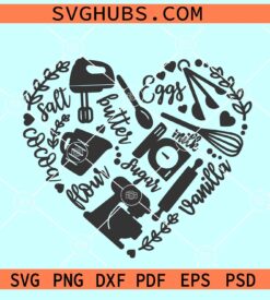 Baking icons heart SVG, Baking heart SVG, Love Baking SVG, Pastry SVG