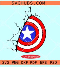 Half cracked Captain America shield SVG, Captain America shield SVG, Marvel Captain America SVG