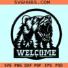 Bear Welcome sign SVG, bear door hanger SVG, grizzly bear SVG