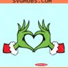 Grinch hand heart SVG, Grinch heart SVG, Grinch Christmas SVG