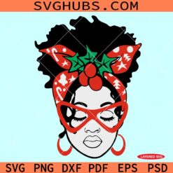 Messy bun Christmas SVG, afro woman Christmas svg, mom Christmas svg