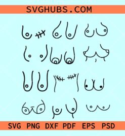 Hand drawn boobs SVG bundle