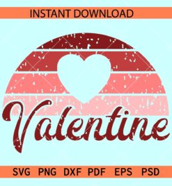 Grunge valentine retro semi circle SVG, Retro Valentine SVG, Distressed Retro Circle Valentine SVG