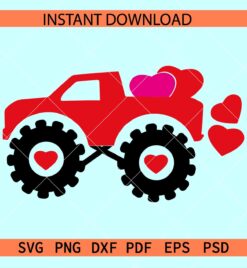 Monster truck with hearts SVG, Valentine Monster truck with hearts SVG, Boy Valentine SVG