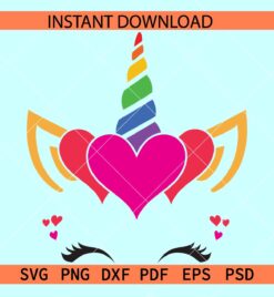 Valentine Unicorn SVG, Unicorn Face Hearts SVG