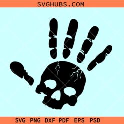 Skull hand print SVG, skull with hand print svg