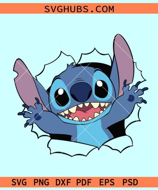 Stitch breaking out of wall SVG, Disney Stitch svg, stay weird SVG