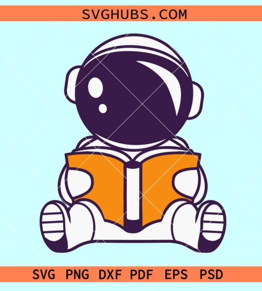 Astronaut reading book svg, kids astronaut svg, astronaut shirt svg