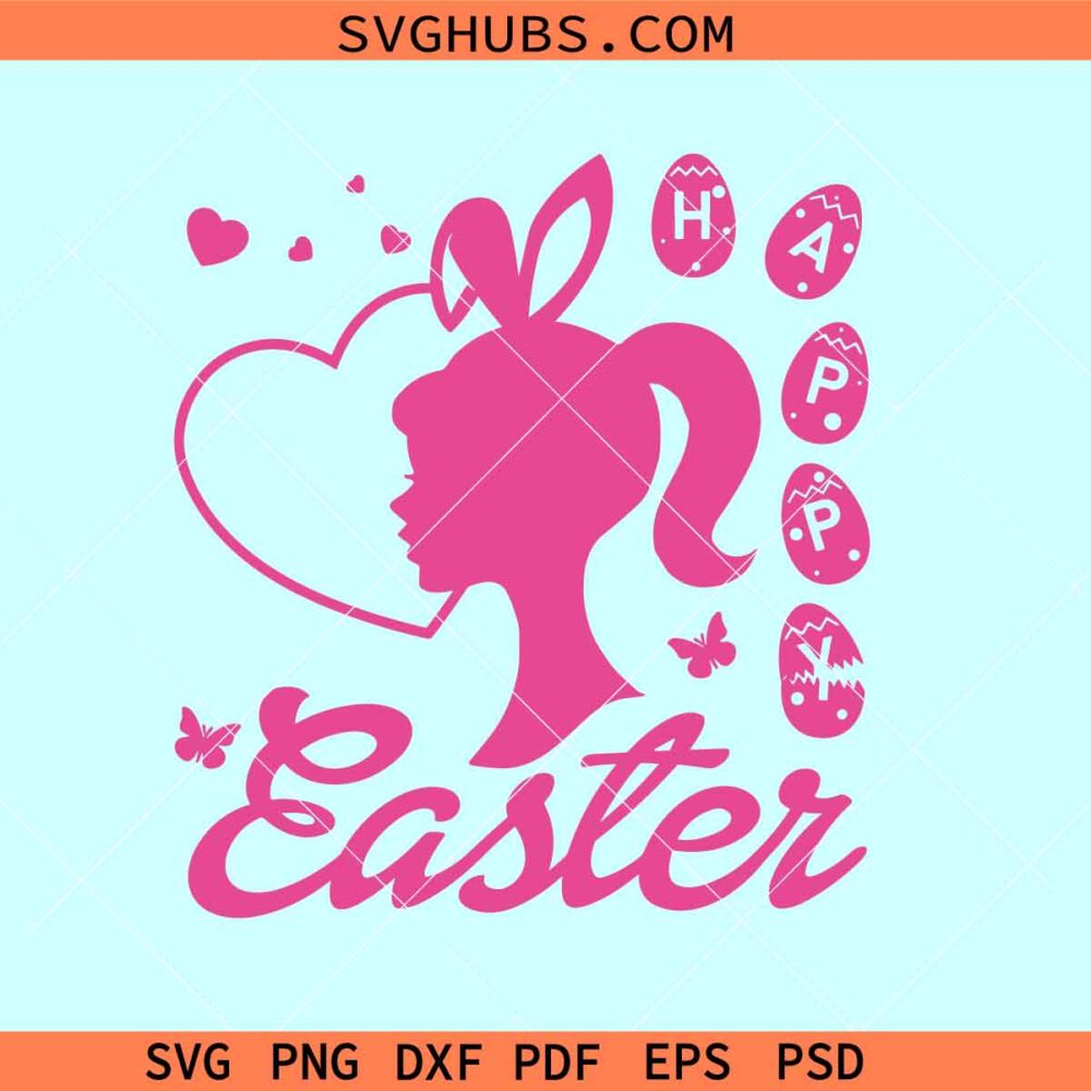 Easter Barbie girl SVG, Barbie Easter svg, Barbie bunny ears SVG