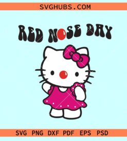 Hello Kitty Red Nose day SVG, red nose day SVG