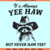 It’s Always Yee Haw But Never Haw Yee SVG, Raccoon Meme SVG