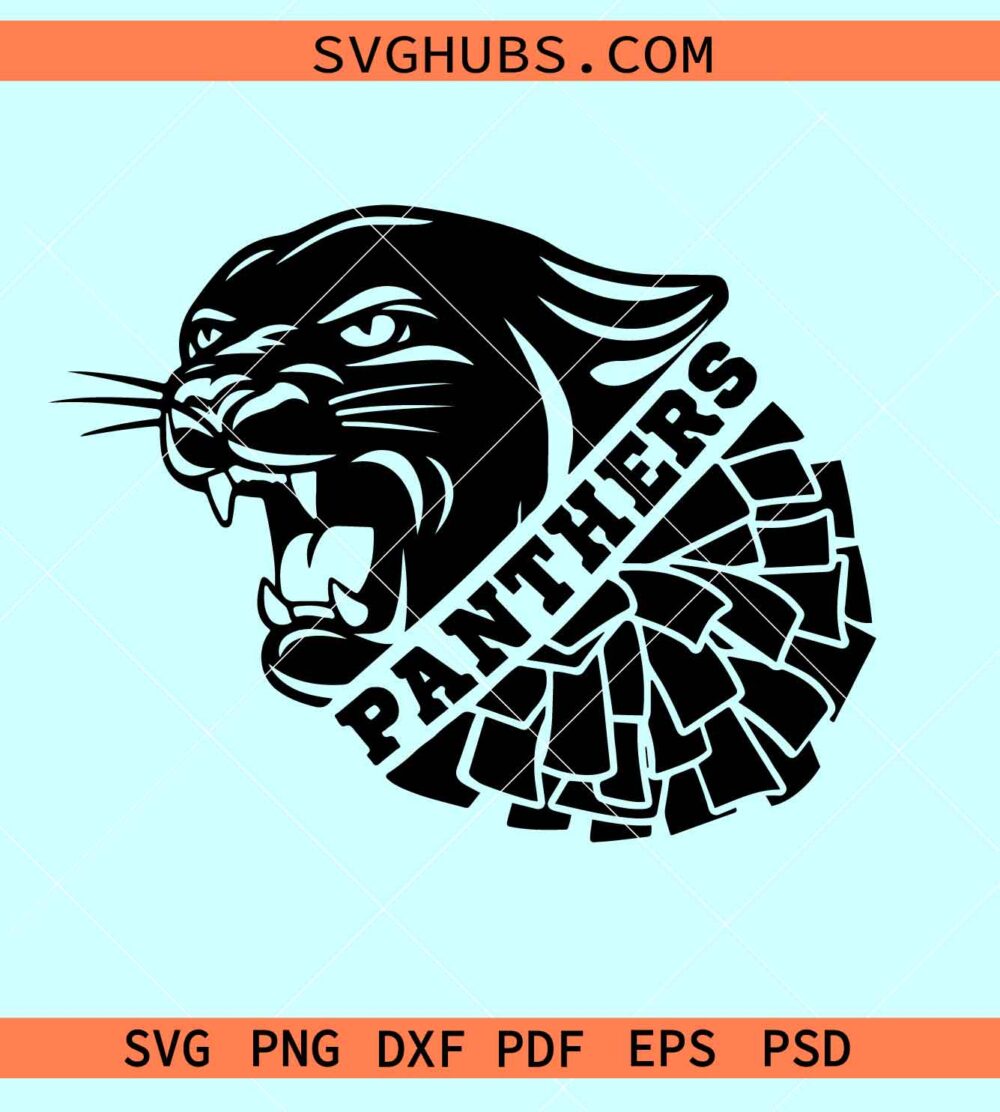 Panthers Cheerleader SVG, Panther cheer pom pom svg, panther cheer svg