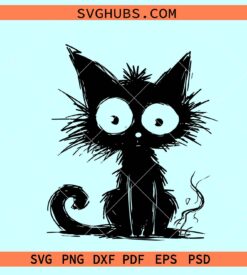 Whimsical black cat SVG, black cat vector, cat lover svg