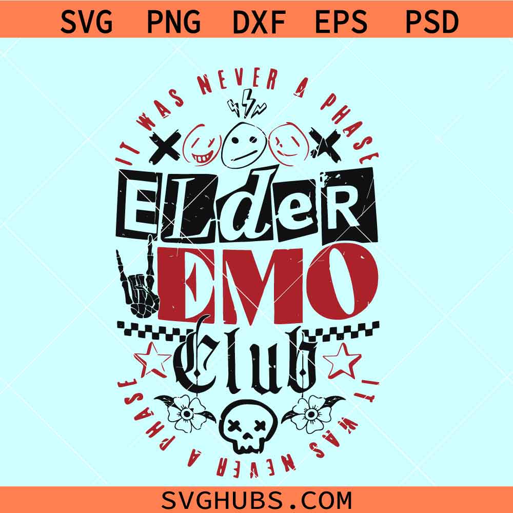 Elder Emo Club svg, elder millennial svg, Emo svg, Emo life svg