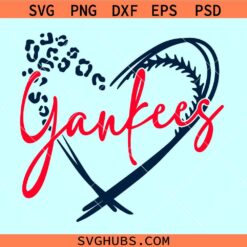 Leopard print heart New York Yankees SVG