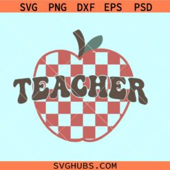 Retro apple teacher checkered SVG, apple teacher svg, Apple Checkered ...