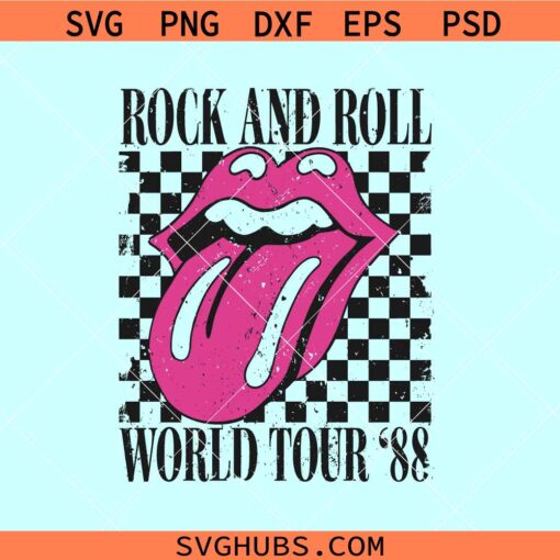 Rock and Roll world tour SVG, Rock and Roll svg, tongue out svg